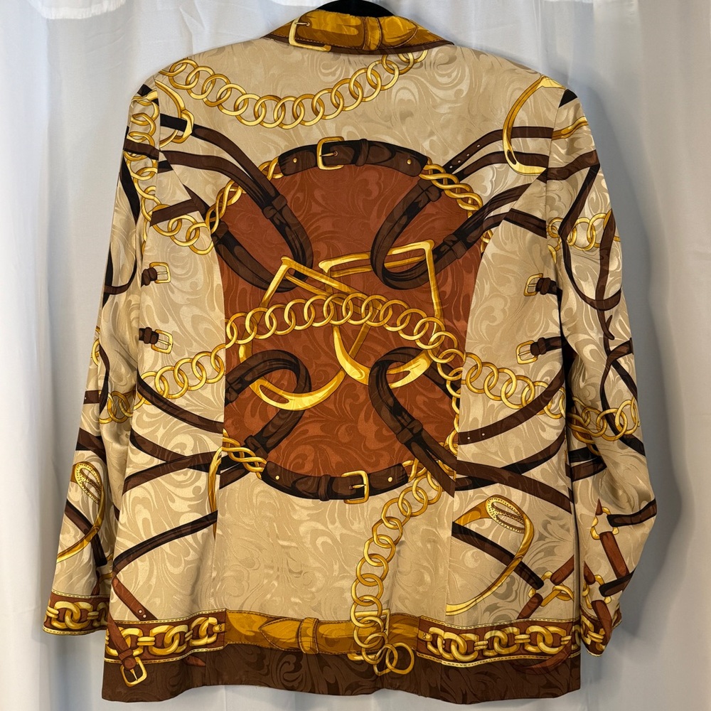Vintage Coery B New York Silk Chain Print Jacket – Equestrian Style - Picture 8 of 12